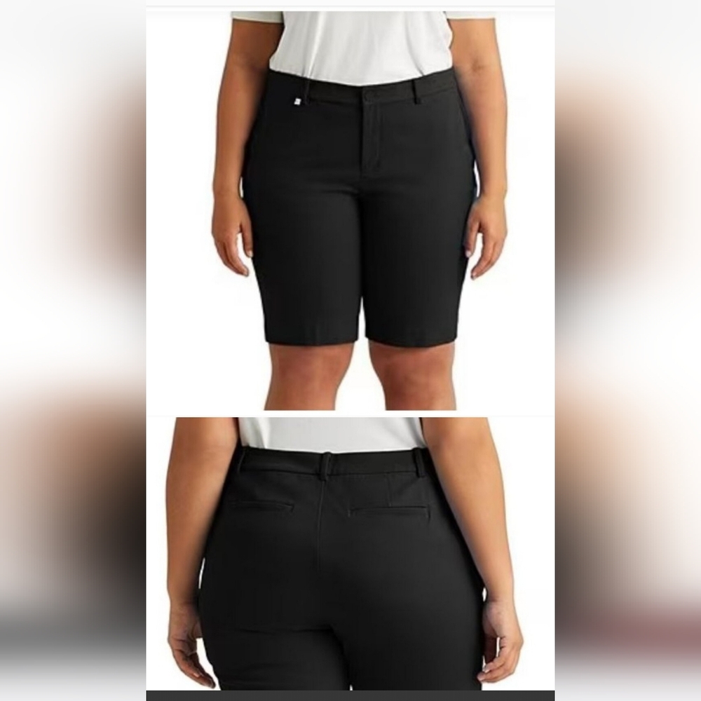 Lauren Ralph Lauren Womens 20 20W 20+ Plus Size Stretch Cotton Shorts Black NWT